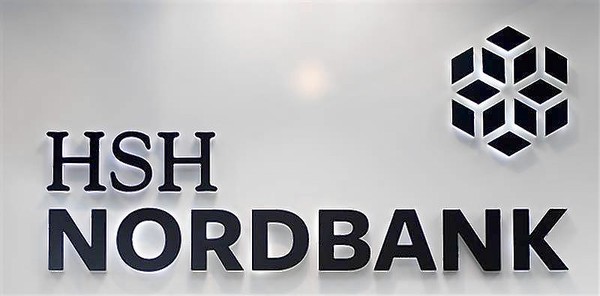 The HSH Nordbank logo is pictured in Hamburg