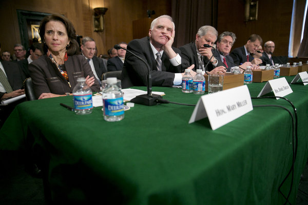 A Senate Banking Committee hearing is seen taking place in Washington, D.C. 